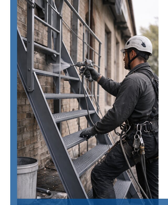 Покраска и антикоррозионная защита пожарных лестниц в Вольске