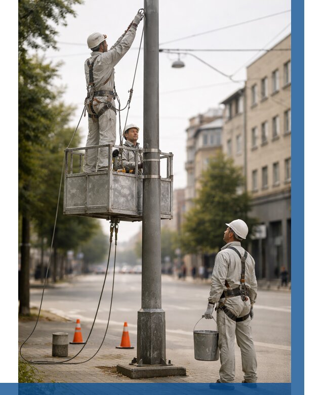 Покраска опор освещения в Вольске от 5064 р. | ВЫСОТНИК-Вль