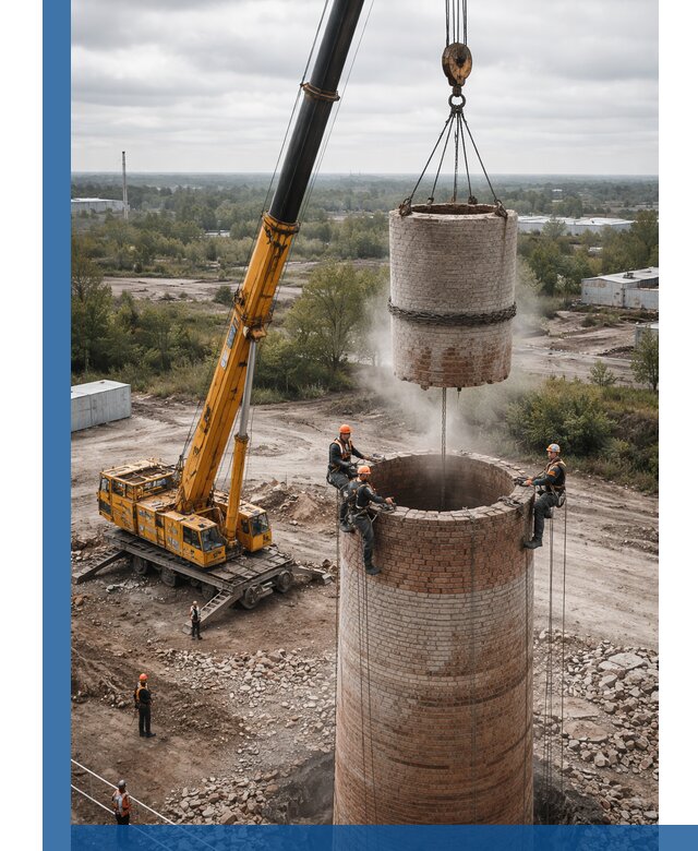 Демонтаж дымовой трубы в Вольске с гарантиями безопасности