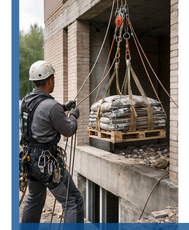 Подъем материалов на этаж веревками в Вольске оперативно