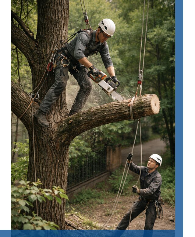 Спил деревьев альпинистами в Вольске от 8102 р. | ВЫСОТНИК-Вль