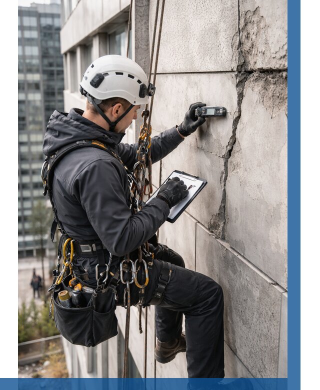 Обследование фасада альпинистами в Вольске от 122 р. | ВЫСОТНИК-Вль