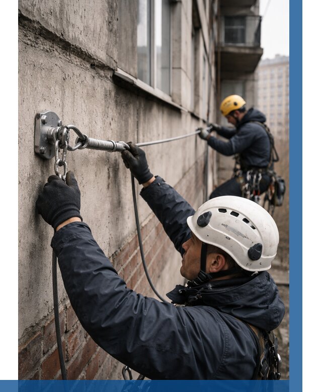 Монтаж анкерных линий в Вольске от 3038 р. | ВЫСОТНИК-Вль