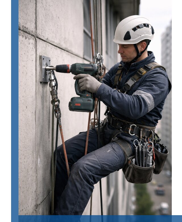 Установка анкерных точек для высотных работ в Вольске